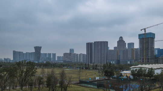 成都阴天城市环境天际线延时视频素材模板下载