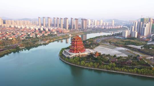 航拍江西宜春多胜楼