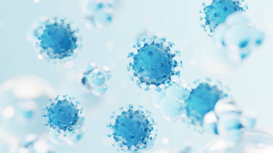 透明的蓝色病毒3D渲染
