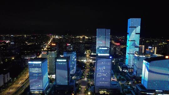 福建福州台江万达广场金融中心夜景视频素材模板下载
