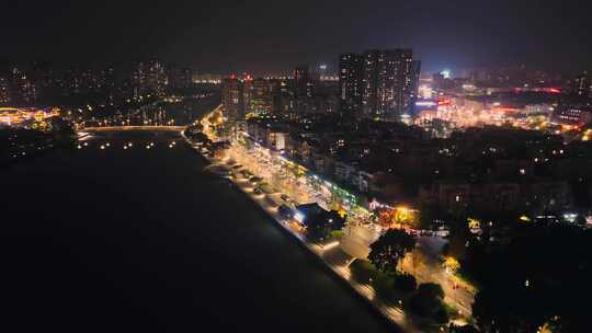 航拍四川眉山城市夜景