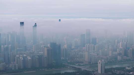 中国武汉两江四岸城市地标风光