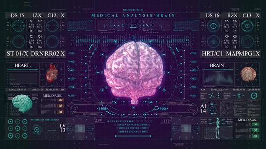 大脑扫描医疗科技显示器智能HUD科技屏幕