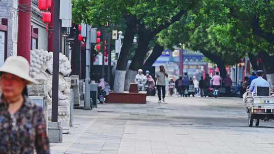 天津蓟州武定街与鼓楼广场城市风光