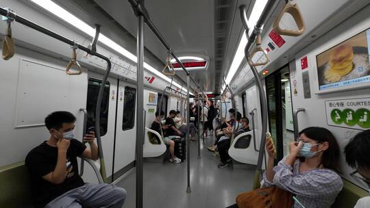 上海地铁内车厢场景视频素材模板下载