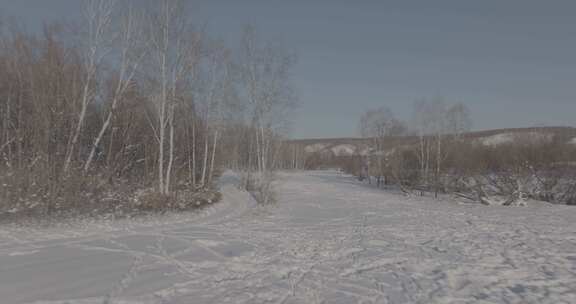 中国北方冰雪道路航拍