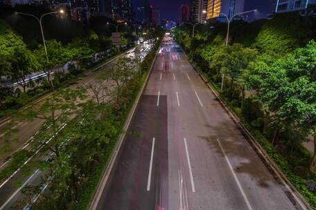 南宁城市街道街景交通高速公路车流夜景延时