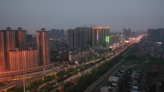 航拍衡阳杨柳大桥夜景