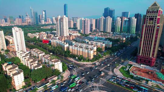 深圳城市建筑十字路口交通