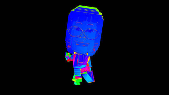 赛博朋克卡通方块人跑步合成素材