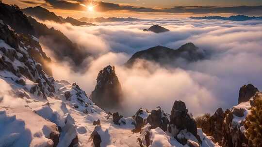 雪山云海日出全景