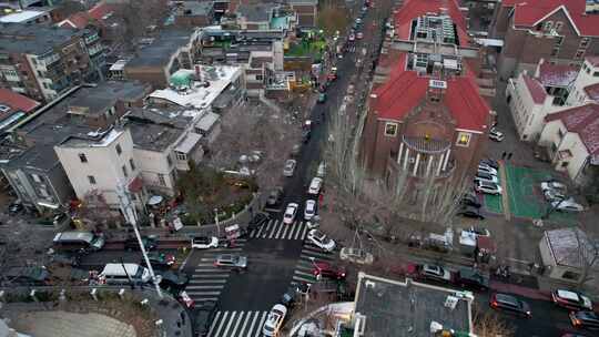 天津五大道文化旅游景区日落城市风光航拍