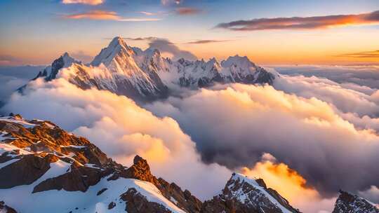 雪山云海壮丽全景