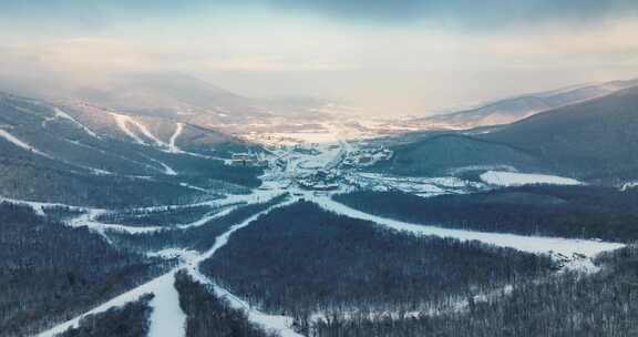 北大壶滑雪场空镜航拍