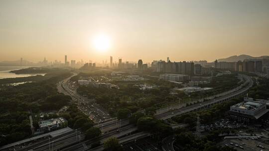 深圳京港澳高速与滨河大道车流视频素材模板下载