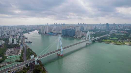 海南航拍-世纪大桥 地标城市风光