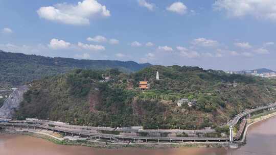 航拍四川宜宾白塔山景区