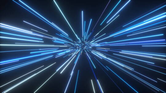 3D渲染抽象未来发光粒子线条激光科技隧道