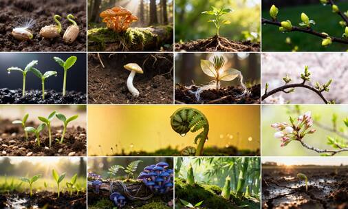 春天万物复苏植物发芽高清在线视频素材下载