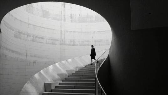 建筑光影空间美学黑白灰调混凝土希望孤独