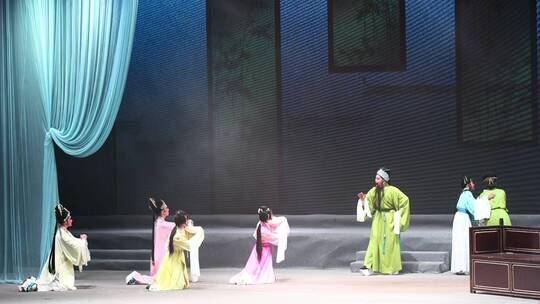 舞台越剧表演五女拜寿演出视频素材模板下载