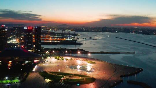 航拍东港达沃斯夜景