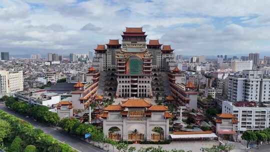 广西玉林城市地标建筑云天文化城航拍