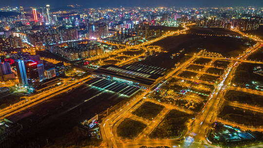 南宁东站凤岭北片区夜景延时