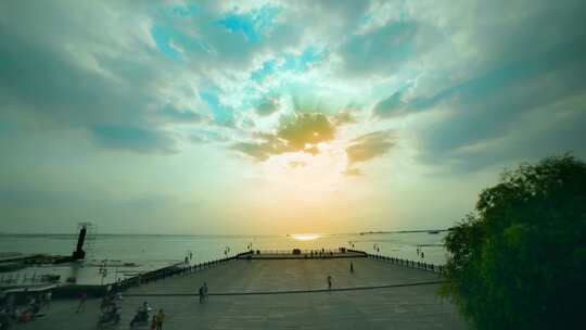 洪泽湖风景视频 湖水观光带延时 水天一色1