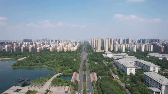 山东淄博新城城市建设交通航拍
