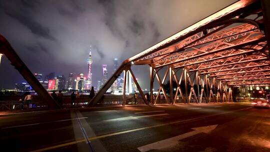 上海晚上交通延时视频素材模板下载