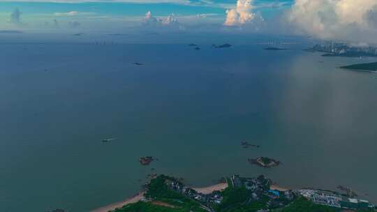 航拍广东粤港澳大湾区珠海面朝大海