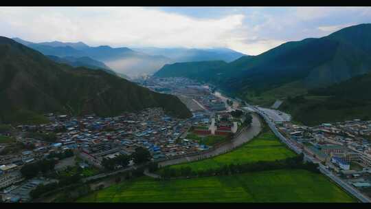 航拍甘南拉卜楞寺 寺庙全景