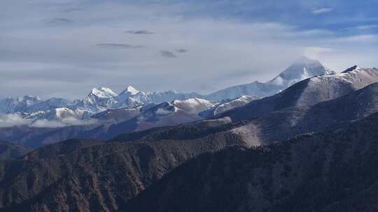 四川甘孜航拍蜀山之王贡嘎山群峰