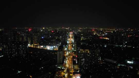 安徽合肥城市万家灯火夜景航拍