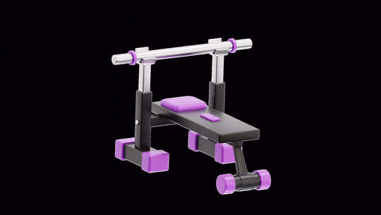 3D动画健身房长凳压力机|阿尔法频道视频素材模板下载