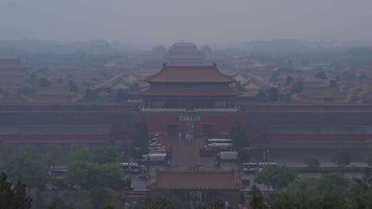 雨天北京中轴线故宫视频素材模板下载