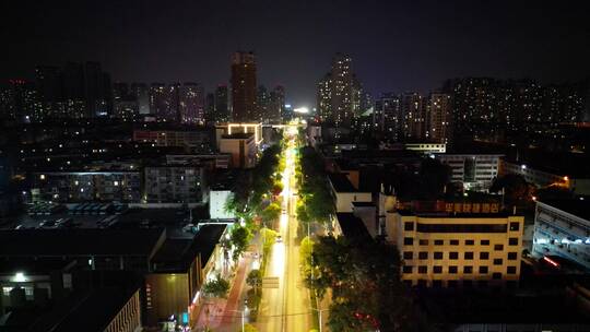 航拍湖北襄阳城市夜景交通视频素材模板下载