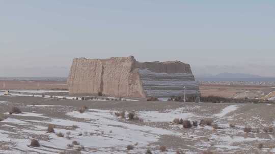 玉门关冬季雪景航拍