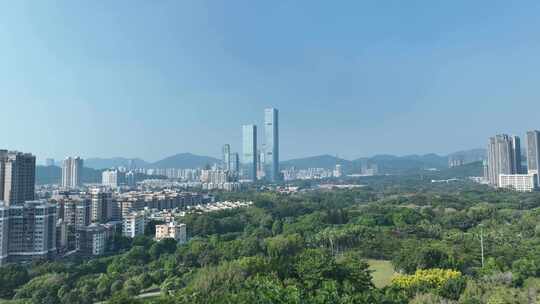 深圳深业上城大厦航拍莲花一村城市建筑风光