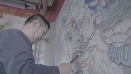 寺庙绘画艺人LOG视频素材模板下载