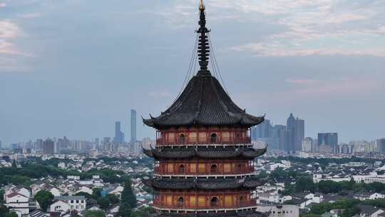 苏州古城报恩寺北寺塔景区夜景（航拍运镜）