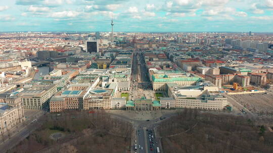 柏林勃兰登堡门的鸟瞰图视频素材模板下载
