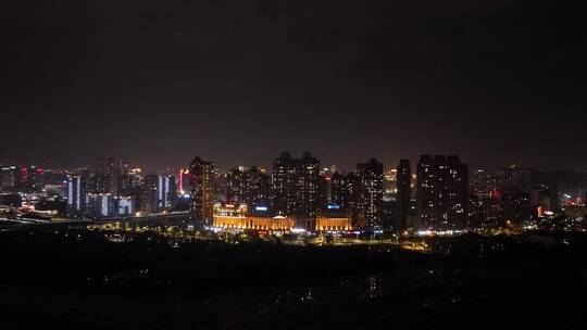 泉州市区江滨夜景航拍视频素材模板下载