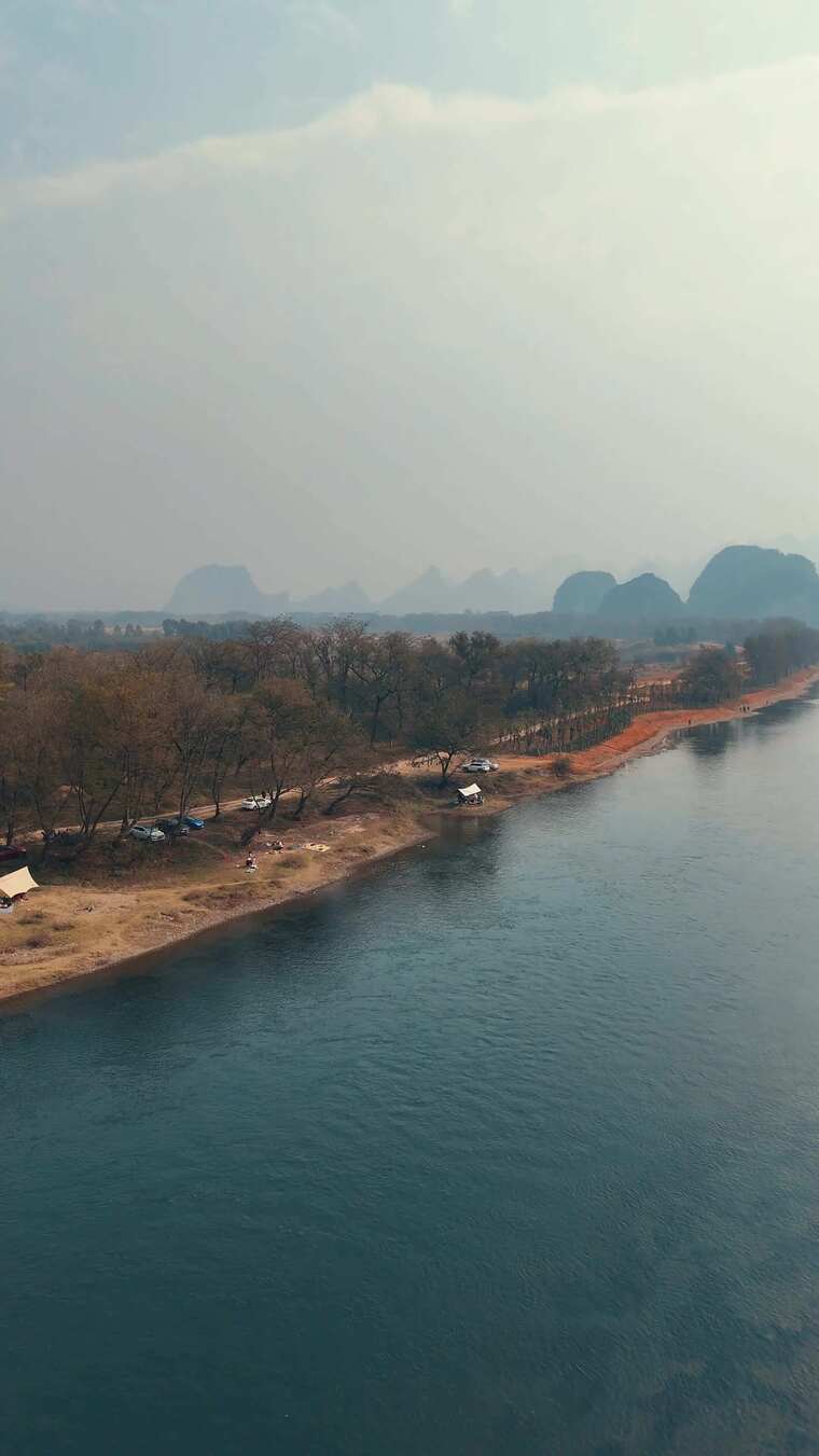 桂林柘木滩旅游风光户外露营