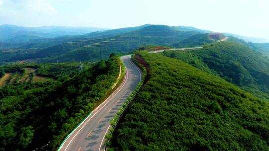 4k山顶公路弯曲美丽乡村振兴四好农村路