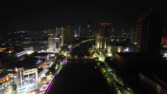 广东中山城市夜景灯光航拍