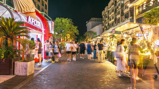 夏季武林路 武林夜市人流延时