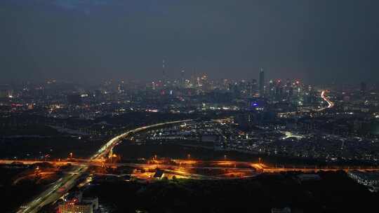 广州华南快速路夜景航拍