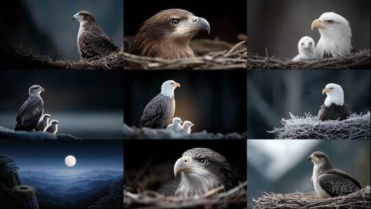 雄鹰守护雏鸟成长 巢穴哺育生命的感动瞬间高清在线视频素材下载